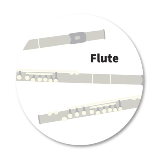 画像1: 楽器缶バッジ　フルート　◇ゆうパケット発送可 (1)